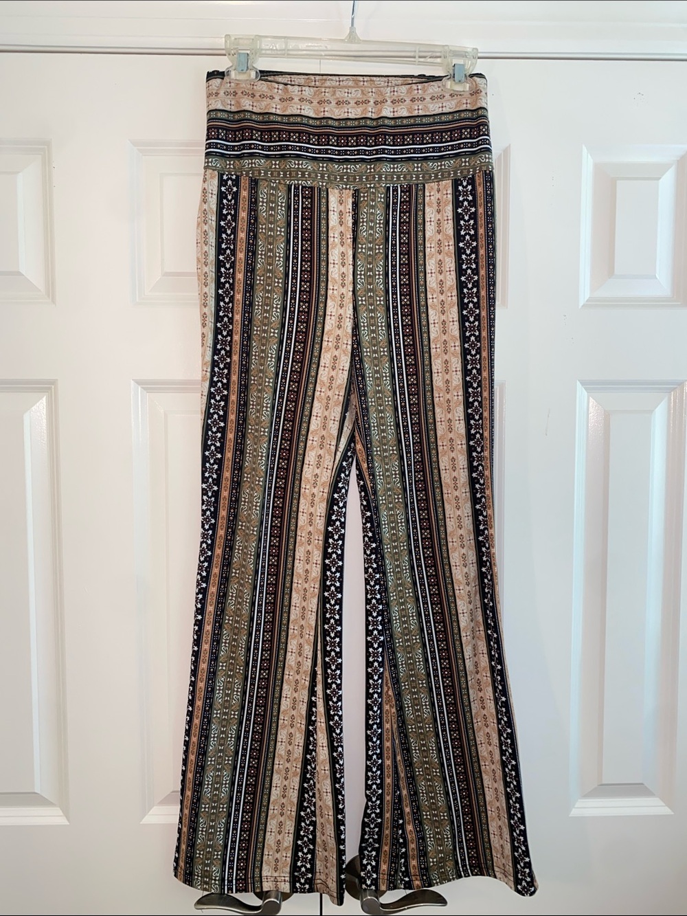 Shosho High Waisted Boho Striped Bell Bottom Flare Pants size Small